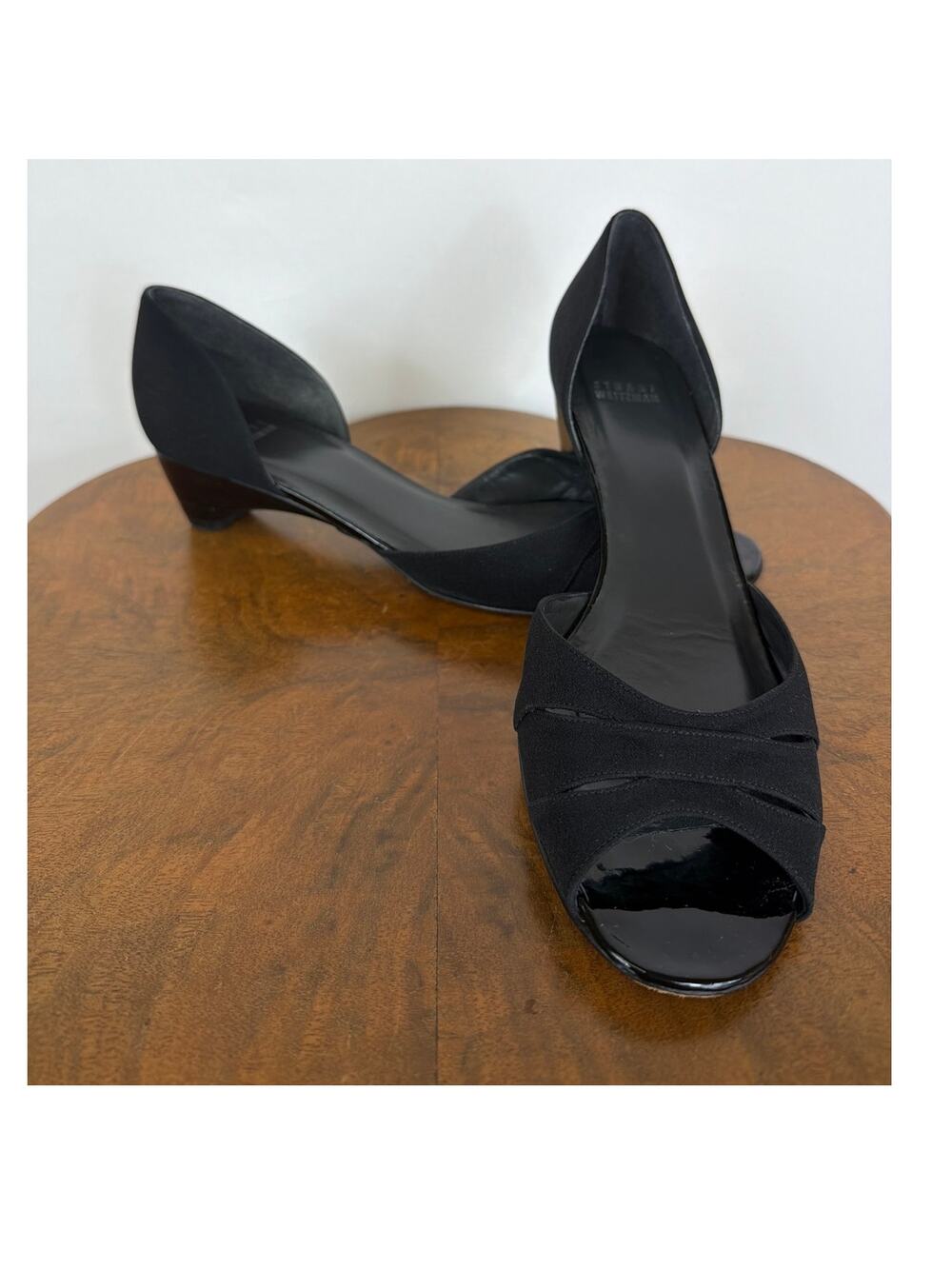 Stuart Weitzman Black Low Heel Slip On Sandal Slide 10